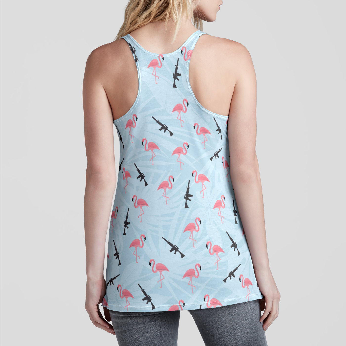 Armed Flamingos Racerback Tank Top