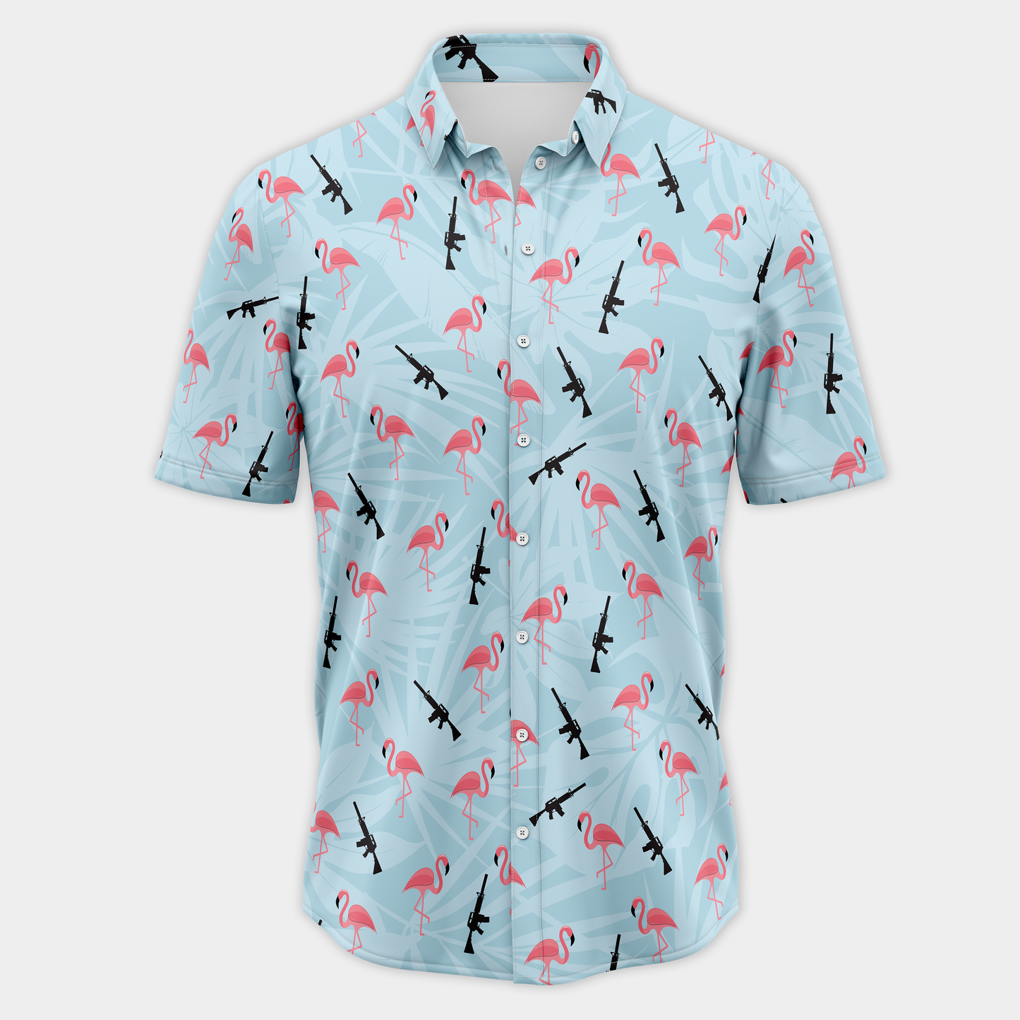 Armed Flamingos Button Down Shirt